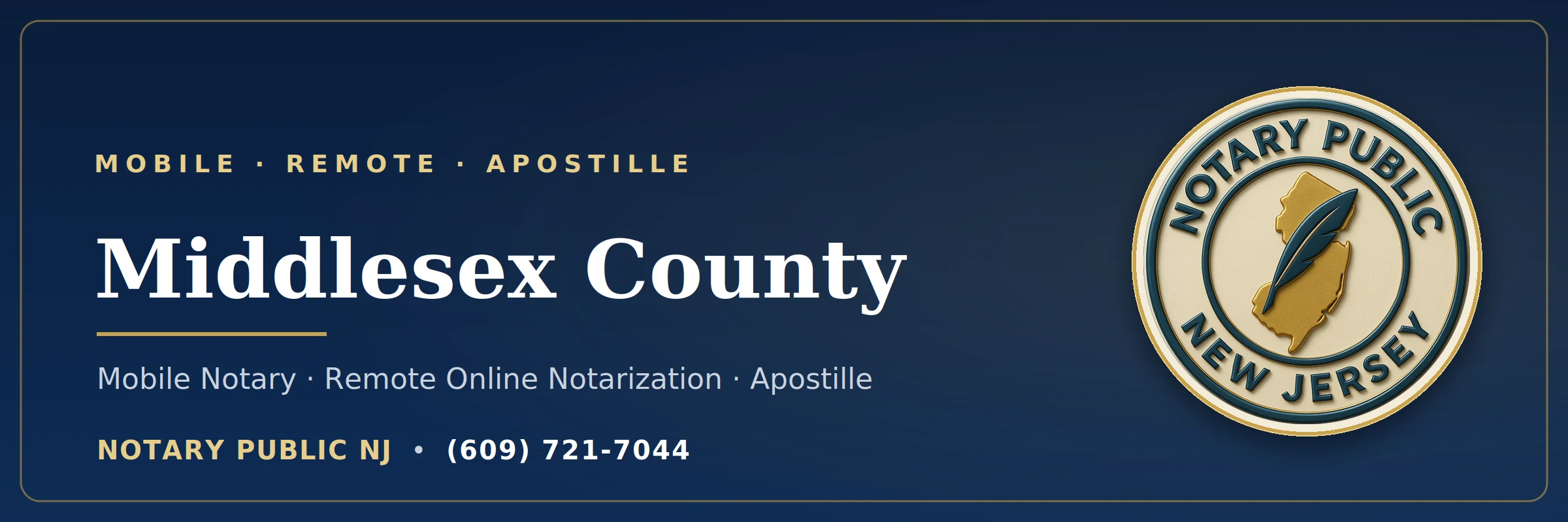 Mobile notary serving Middlesex County, NJ