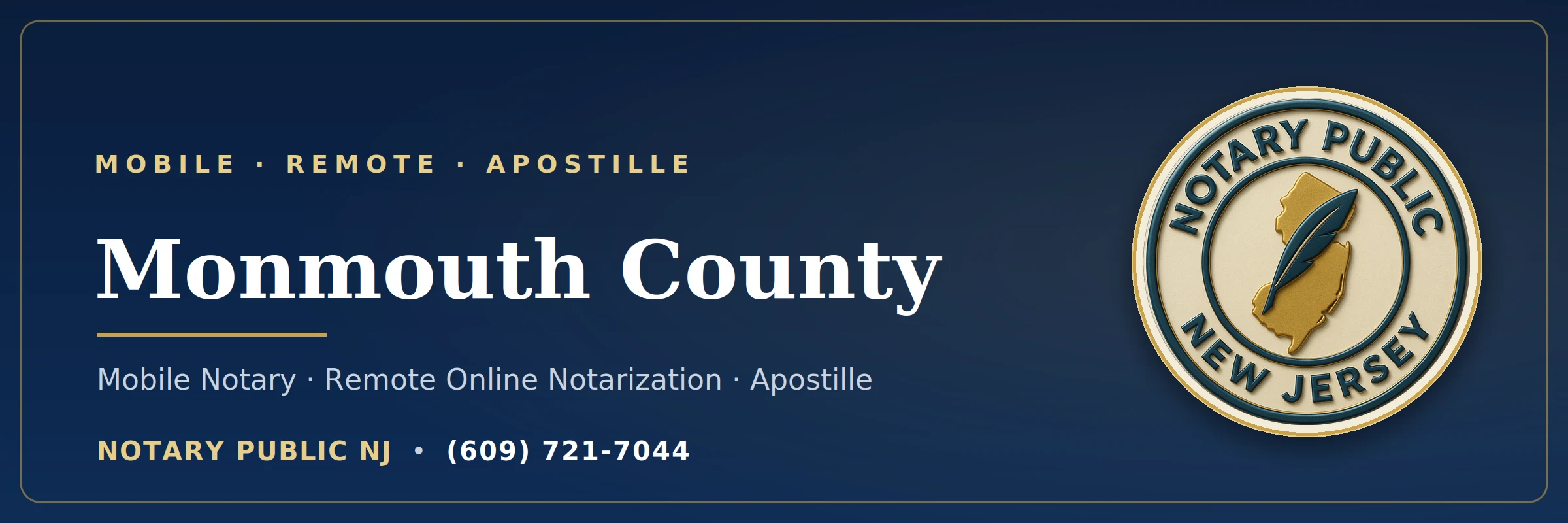 Mobile notary serving Monmouth County, NJ
