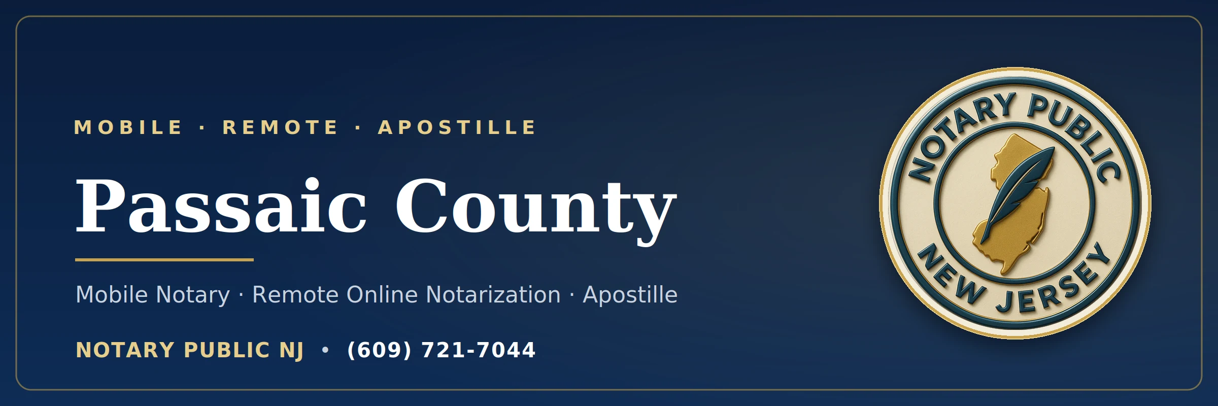 Mobile notary serving Passaic County, NJ