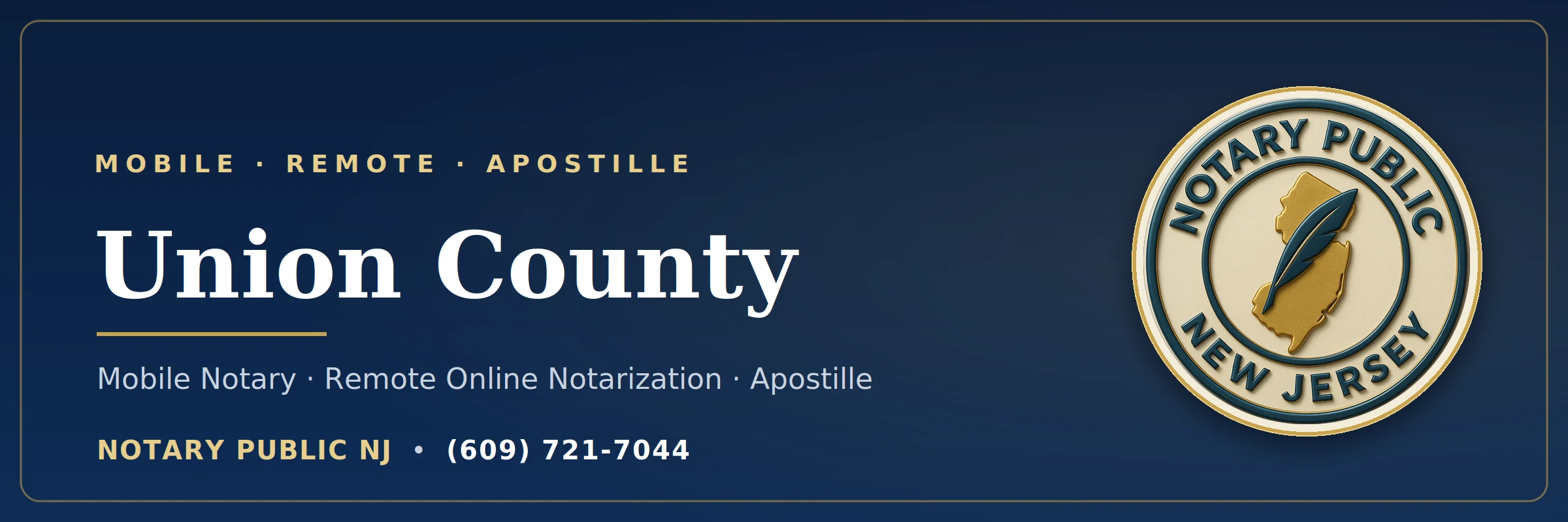 Mobile notary serving Union County, NJ